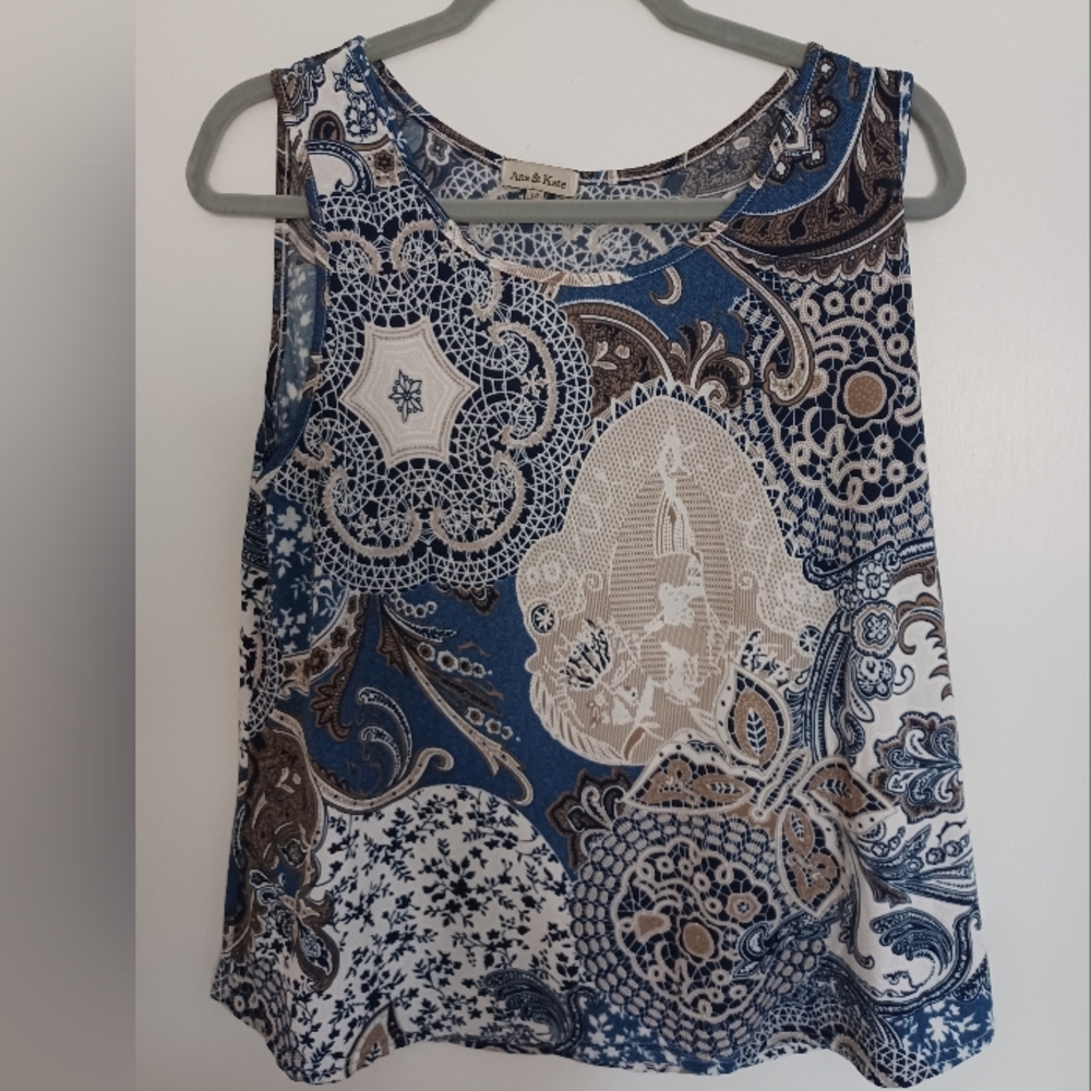 Blue and Brown Paisley Women's Top